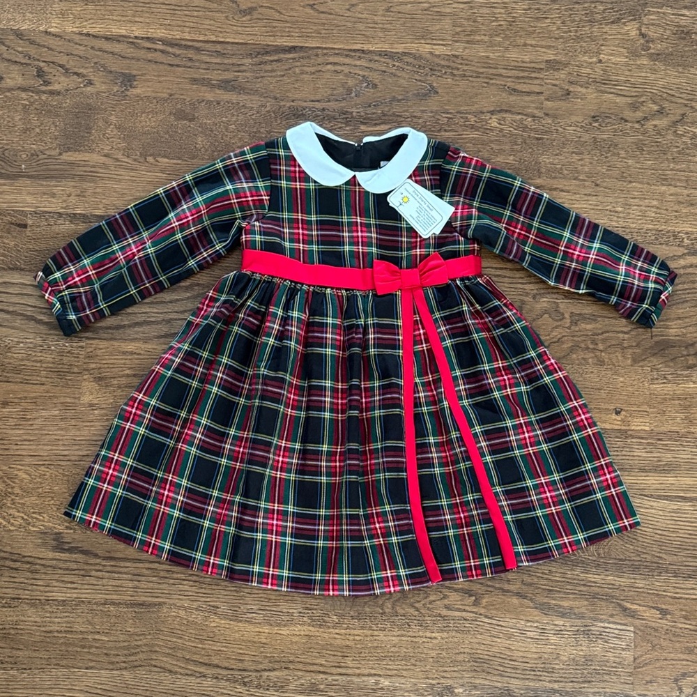 Florence Eiseman New With Tags Plaid Dress With Collar And Bow